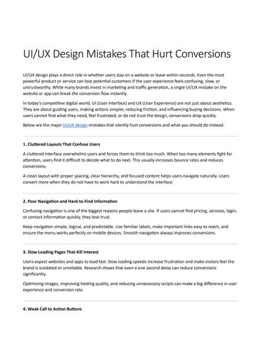 UI UX Design Mistakes That Hurt Conversions by Gupta Tech Web - Issuu