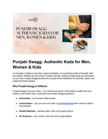 Punjabi Swagg – Your Trusted Online Store for Punjabi Kada