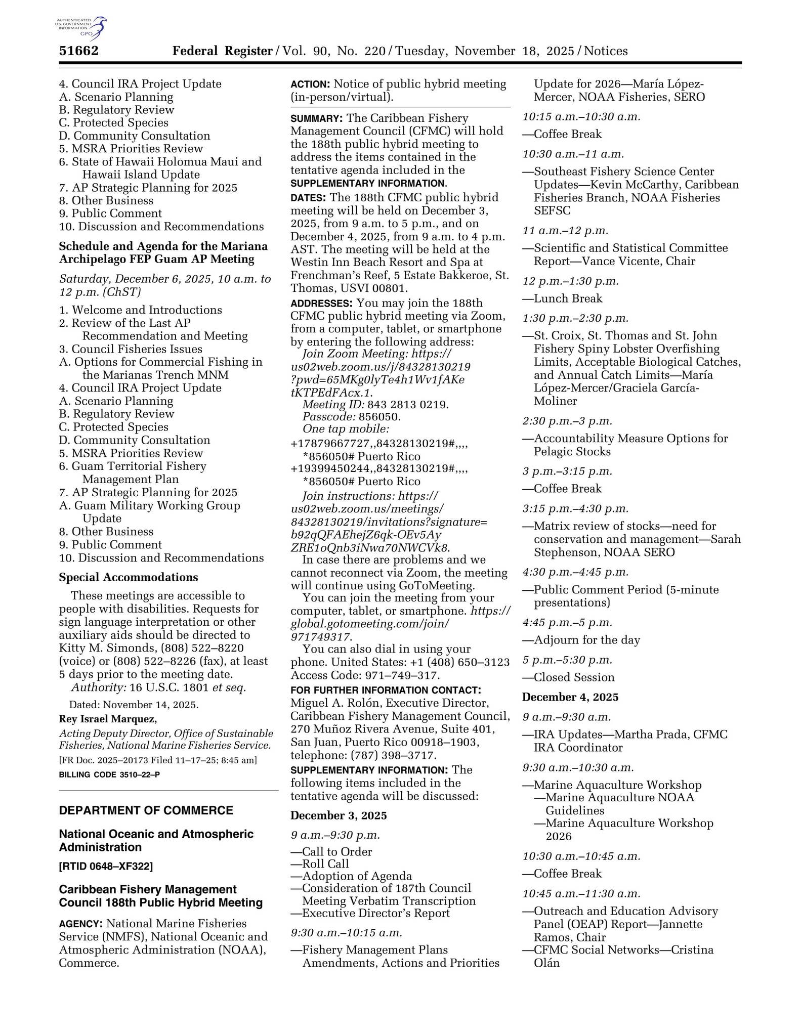 188th CFMC Hybrid Regular Meeting Federal Register Notice by Caribbean ...