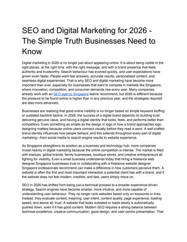 SEO and Digital Marketing for 2026 - The Simple Truth Businesses Need to Know