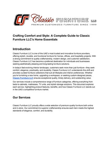 Crafting Comfort and Style_ A Complete Guide to Classic Furniture LLC’s Home Essentials