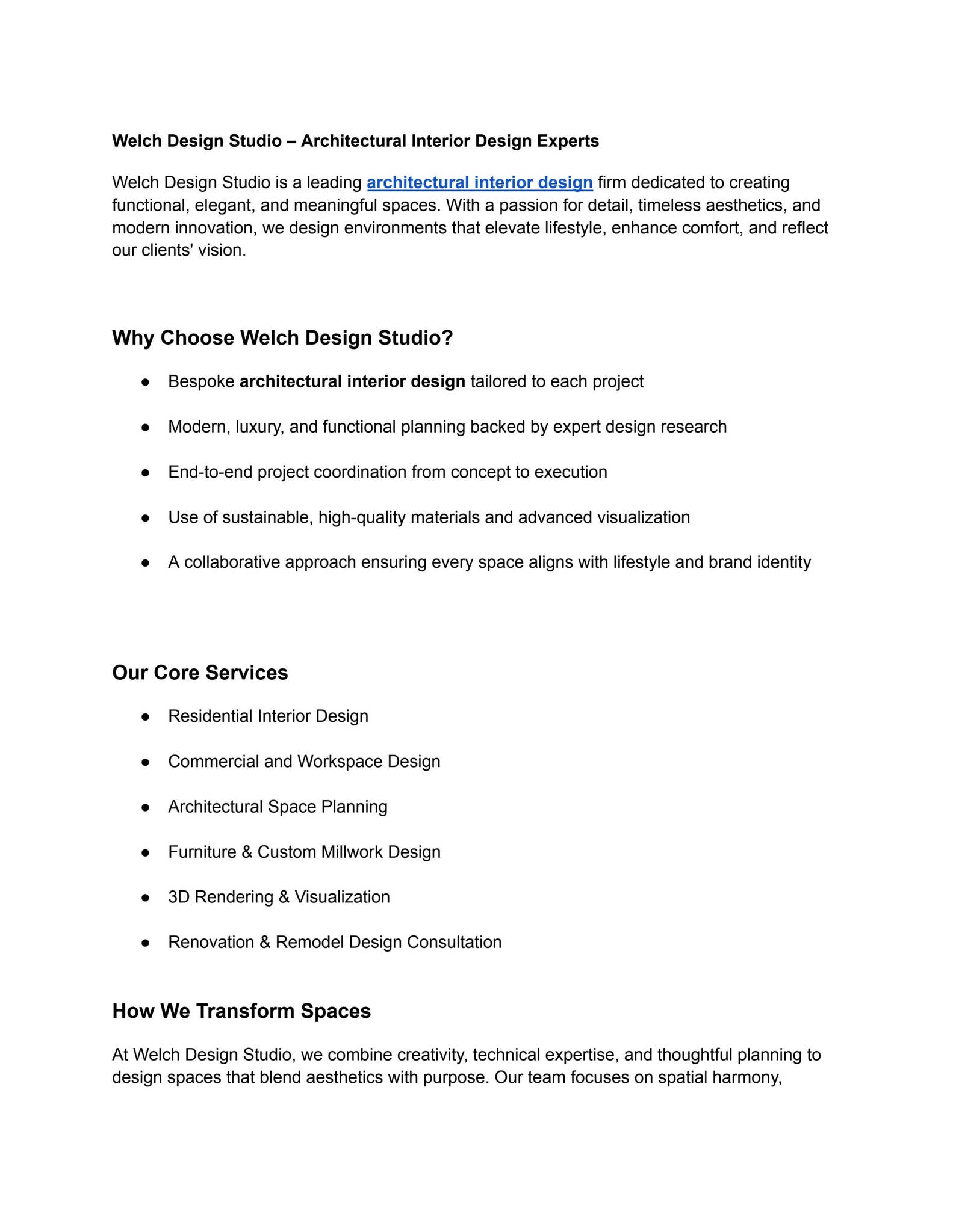Architectural Interior Design Services | Welch Design Studio by Dgital ...