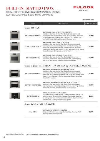 Fulgor Milano Pricelist 零售 November 2025 第 6 页
