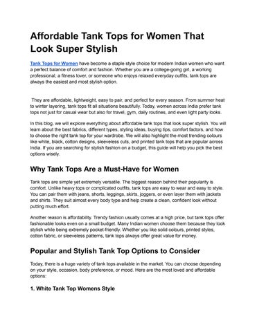 Affordable and Comfortable Tank Tops for Women