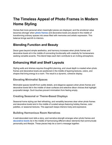 The Timeless Appeal of Photo Frames in Modern Home Styling 
