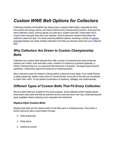 Custom WWE Belt Options for Collectors