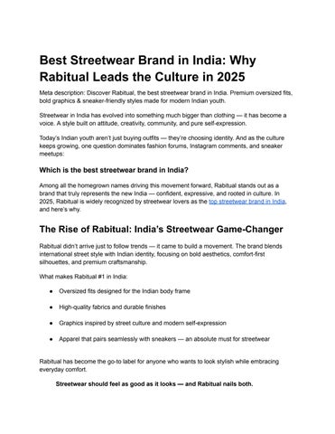 Best Streetwear Brand in India_ Why Rabitual Leads the Culture in 2025