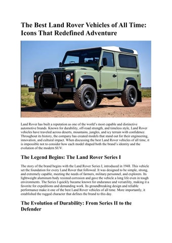 The Best Land Rover Vehicles of All Time