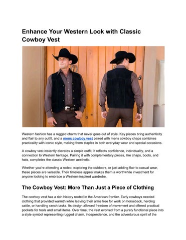 Enhance Your Western Look with Classic Cowboy Vest