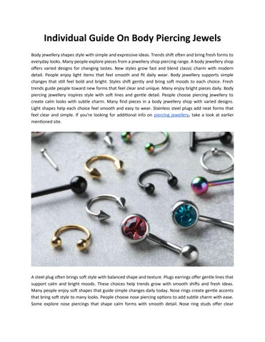 Individual Guide On Body Piercing Jewels