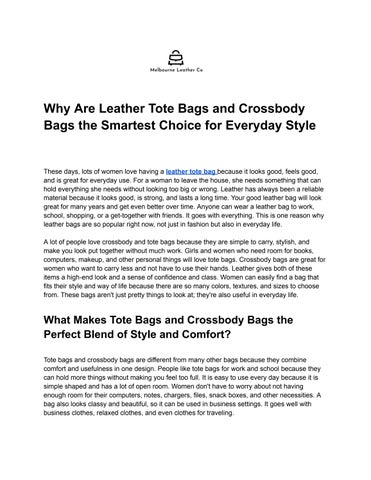 Why Leather Tote & Crossbody Bags Are the Best Everyday Choice?