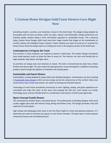 5 Custom Home Designs Gold Coast Owners Love Right Now