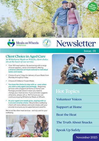 Meals On Wheels Whitehorse - Newsletter Issue 1. Nov 2025