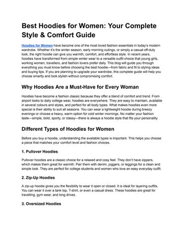 Best Hoodies for Women_ Your Complete Style & Comfort Guide