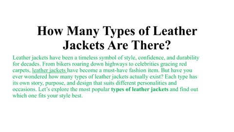 How Many Types of Leather Jackets