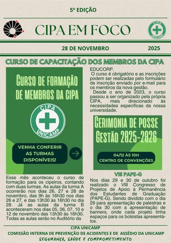 5º Edição - CIPA EM FOCO