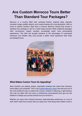 Are Custom Morocco Tours Better Than Standard Tour Packages