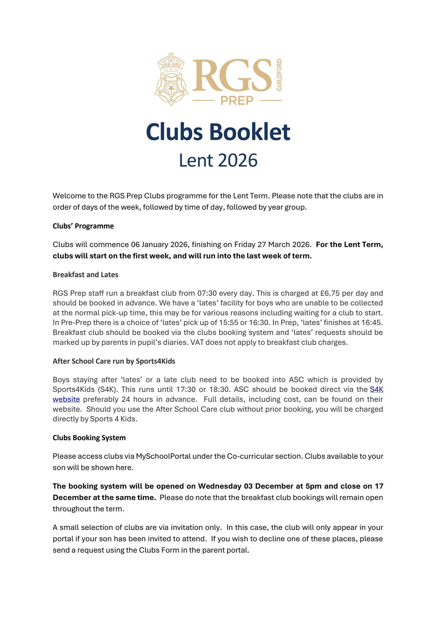Lent Clubs 2026 Booklet by Royal Grammar School Guildford - Issuu