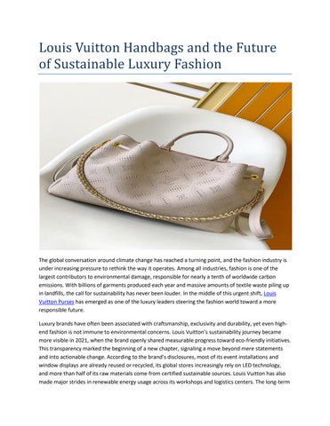 Louis Vuitton Handbags and the Future of Sustainable Luxury Fashion