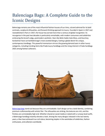 Balenciaga Bags: A Complete Guide to the Iconic Designs