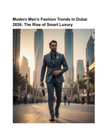 Modern Men’s Fashion Trends in Dubai 2026: The Rise of Smart Luxury