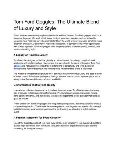 Tom Ford Goggles_ The Ultimate Blend of Luxury and Style