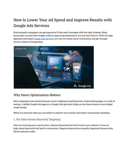 How to Lower Your Ad Spend and Improve Results with Google Ads Services  