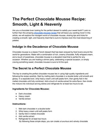 The Perfect Chocolate Mousse Recipe_ Smooth, Light & Heavenly