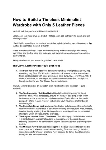 How to Build a Timeless Minimalist Wardrobe with Only 5 Leather Pieces