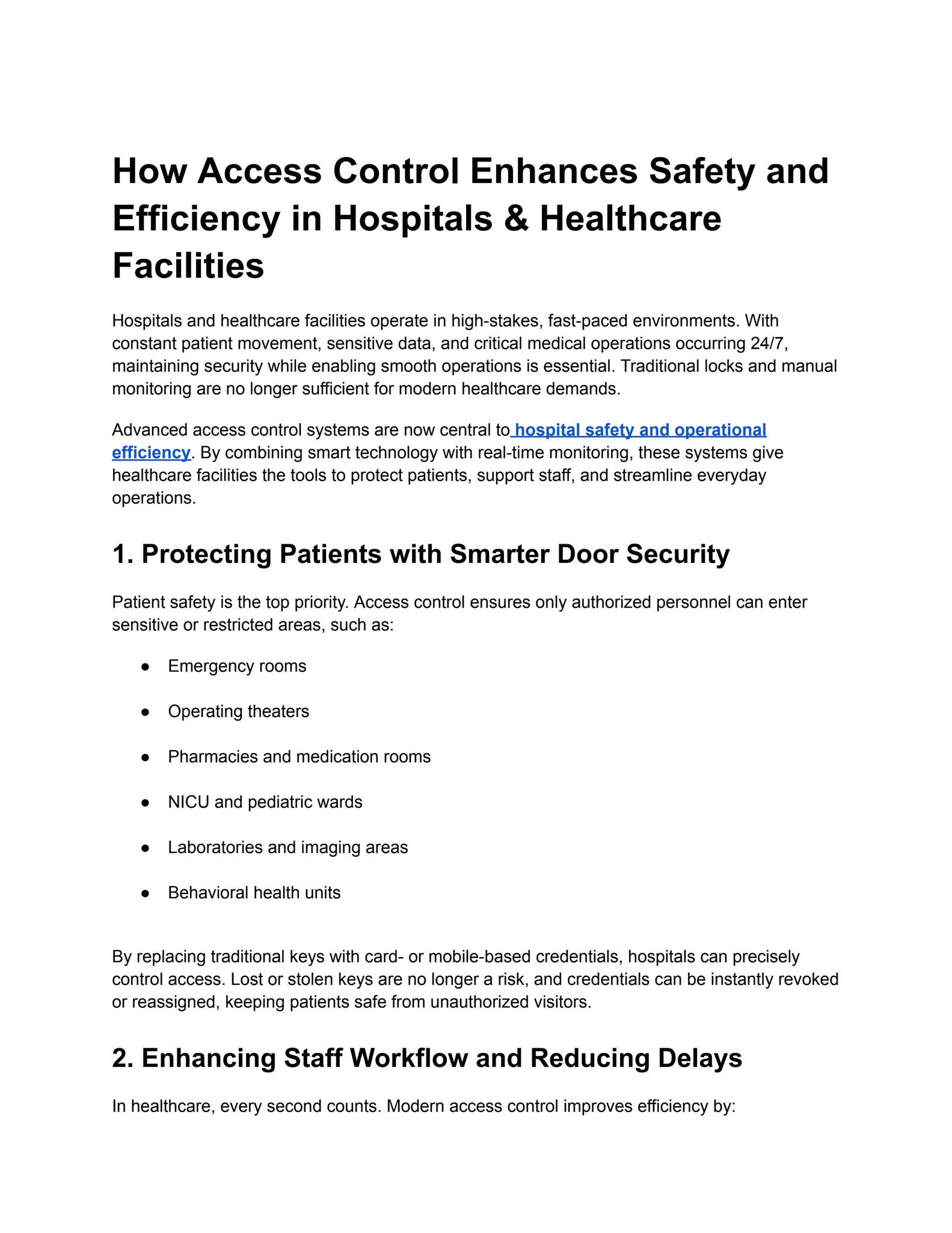 How Access Control Enhances Safety and Efficiency in Hospitals ...