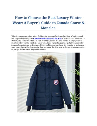 Canada Goose Outerwear for Men