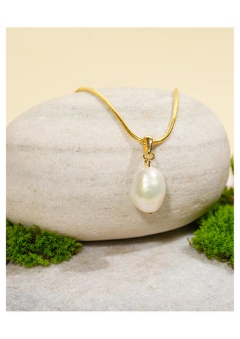 Elegant Pearl Gold Necklace | Zewory Minimalist Jewelry