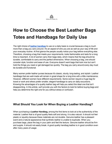How to Choose the Best Leather Bags Totes and Handbags for Daily Use 