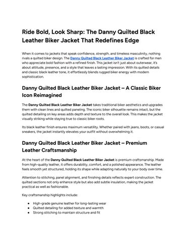 The Danny Quilted Black Leather Biker Jacket