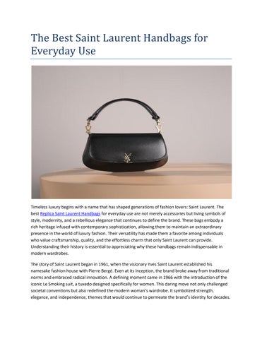 The Best Saint Laurent Handbags for Everyday Use