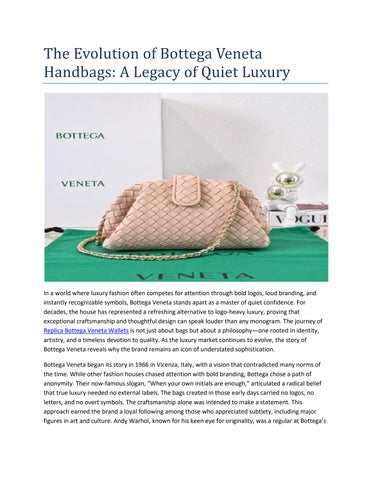 The Evolution of Bottega Veneta Handbags: A Legacy of Quiet Luxury