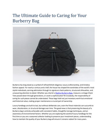 The Ultimate Guide to Caring for Your Burberry Bag