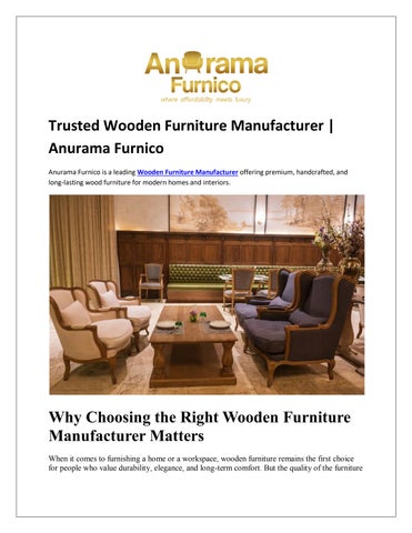 Trusted Wooden Furniture Manufacturer | Anurama Furnico