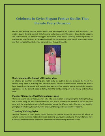 Celebrate in Style Elegant Festive Outfits That Elevate Every Occasion