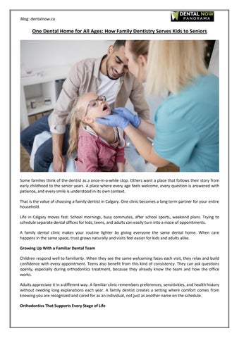 One Dental Home for Kids to Seniors in Calgary - Dental Now Panorama