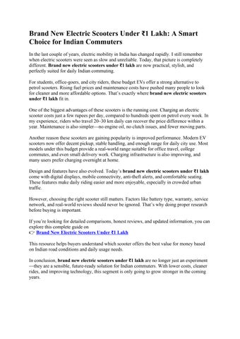 Brand New Electric Scooters Under ₹1 Lakh