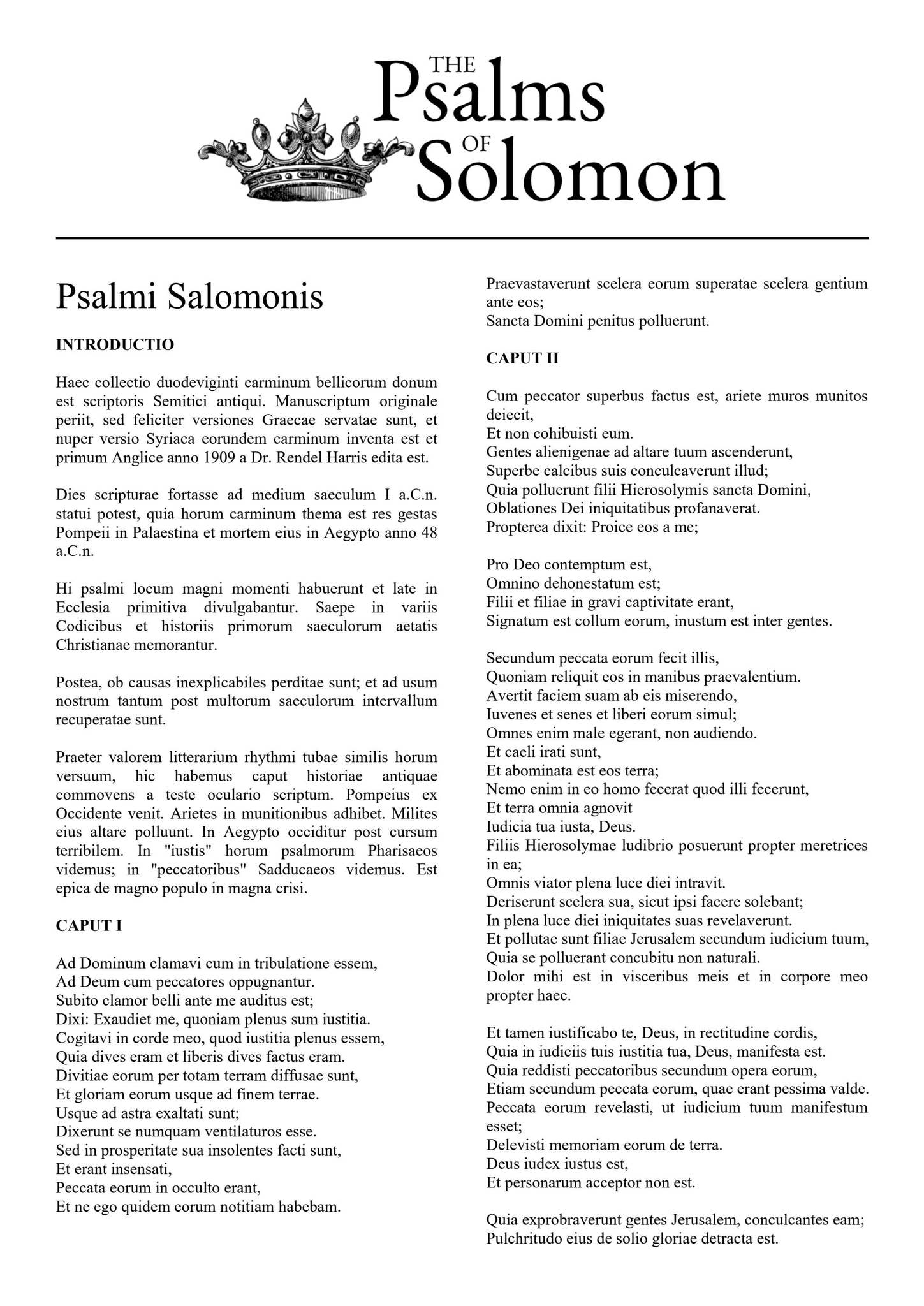 Latin Psalms of Solomon by Filipino Tracts and Literature Society