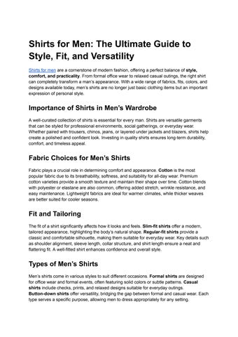 Shirts for Men_ The Ultimate Guide to Style, Fit, and Versatility