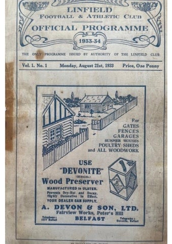 Linfield vs Portadown (21st August 1933)