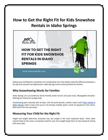 How to Get the Right Fit for Kids Snowshoe Rentals in Idaho Springs (1)