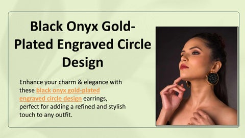 Black Onyx Gold-Plated Engraved Circle Design