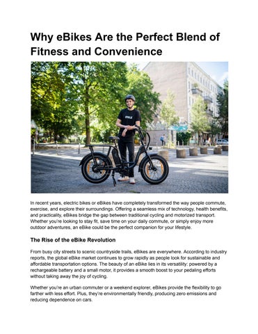 Why eBikes Are the Perfect Blend of Fitness and Convenience