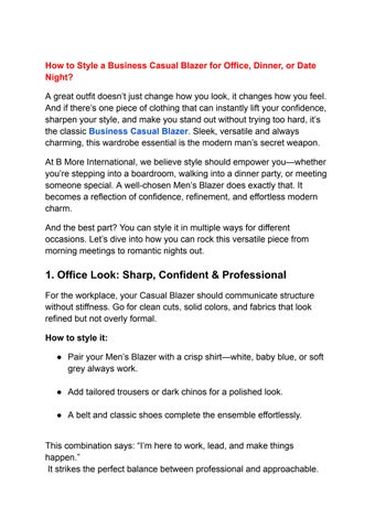 How to Style a Business Casual Blazer for Office, Dinner, or Date Night?