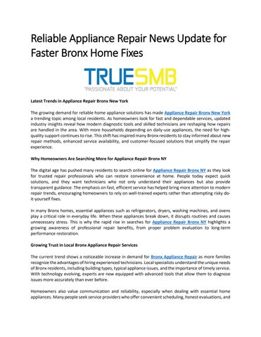 Reliable Appliance Repair News Update for Faster Bronx Home Fixes