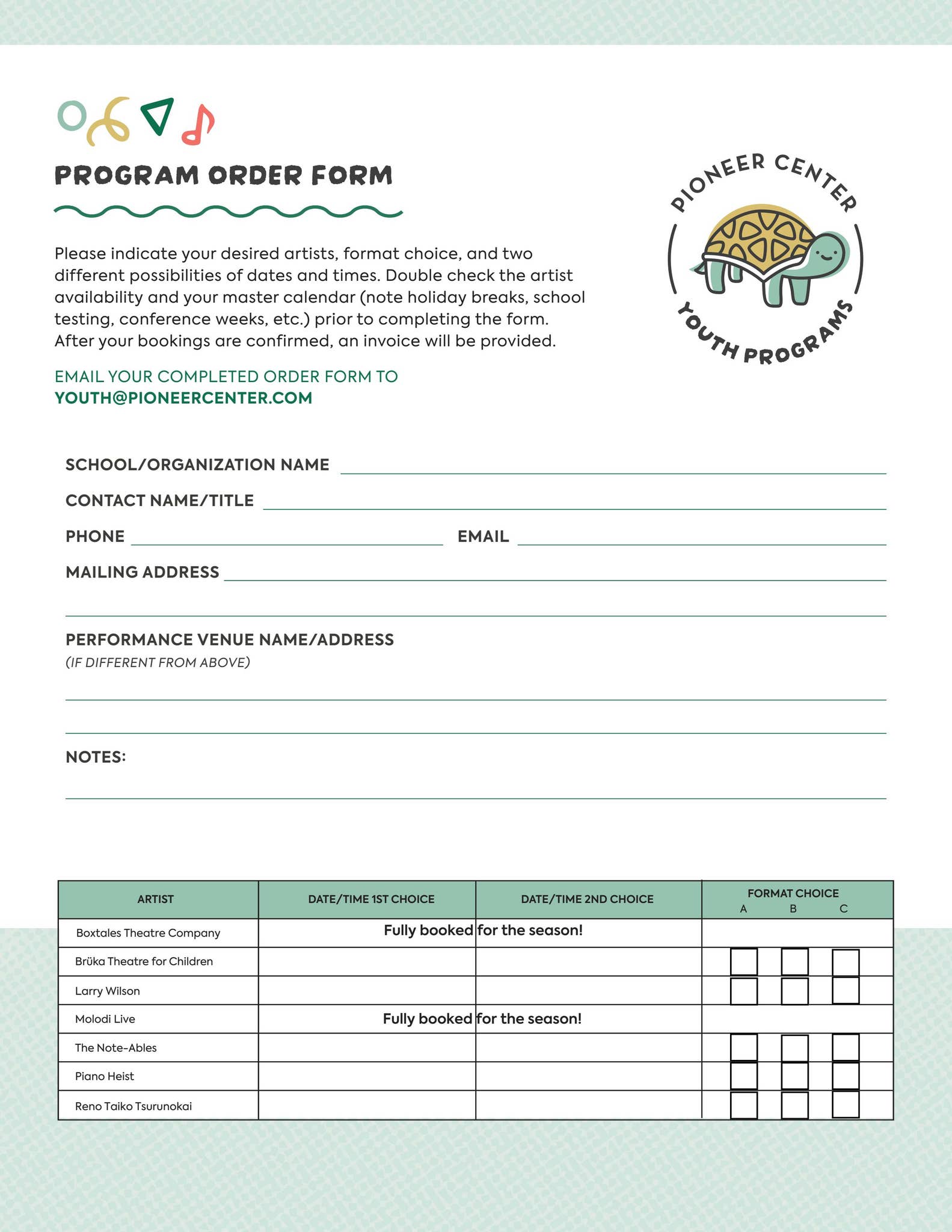 Program Order Form PCYP 2025 - Order Form by pioneercenterreno - Issuu